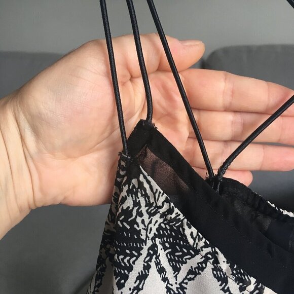 Vero Moda Sheer Camisole Criss Crossed Spagetti Strap Lined Black Beige Womens L - Picture 3 of 11